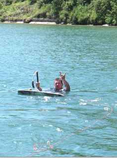 Aaron Bulkley wake skate on Lake Austin